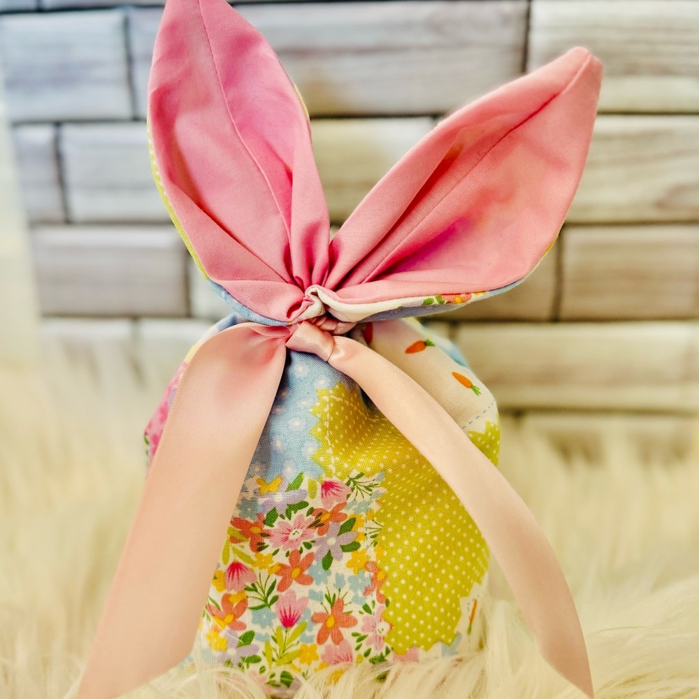 Pink and Blue Bunny Ear Bag with Floral Design